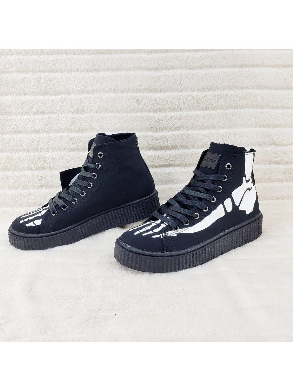 Demonia Sneeker Mens X-Ray Graphic Bone Creeper Sneaker Flame Tread Goth Punk - Picture 9 of 9